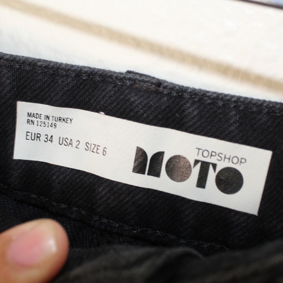 Topshop Moto Black Denim With a Embroidered Floral Lace Design Denim Skirt — 2 - Picture 10 of 13